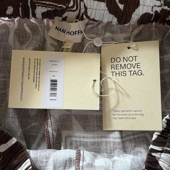 Mara Hoffman Jackie Pant Straight Leg Elastic Waistband Drawstring Abrazo Hemp - Picture 9 of 12